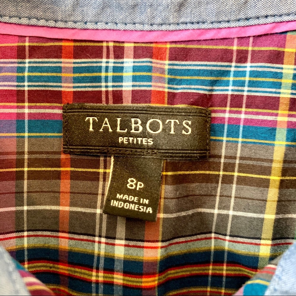 TALBOTS Petite Purple Plaid Button Down—SZ. 8P - Picture 9 of 14